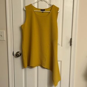 Alfani Yellow Gold Asymmetrical Ribbed Textured Tunic Top Polyester-Blend 2X